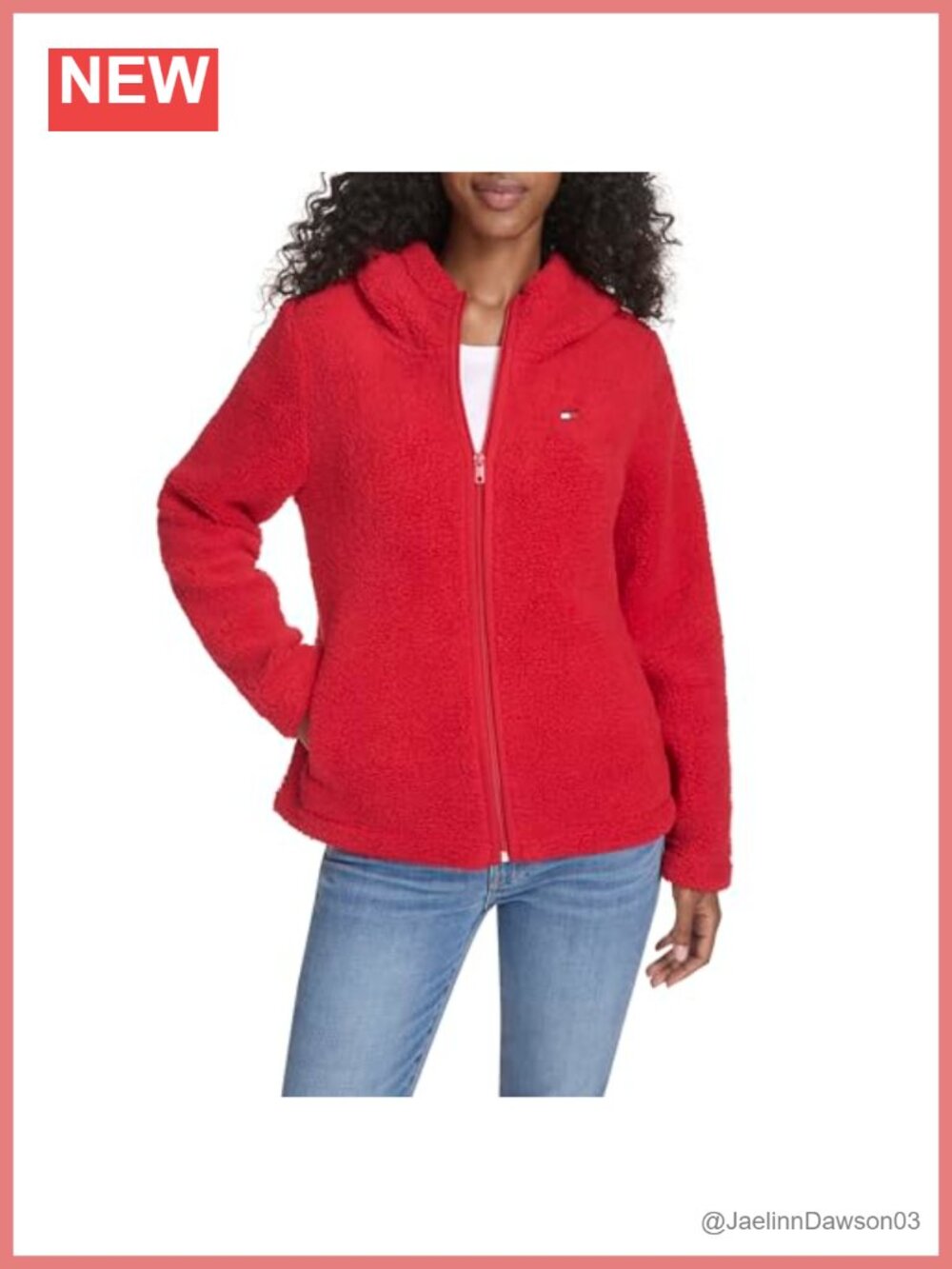 Tommy Hilfiger Women's Zipper Hoodie Sherpa Fuzzy Jacket